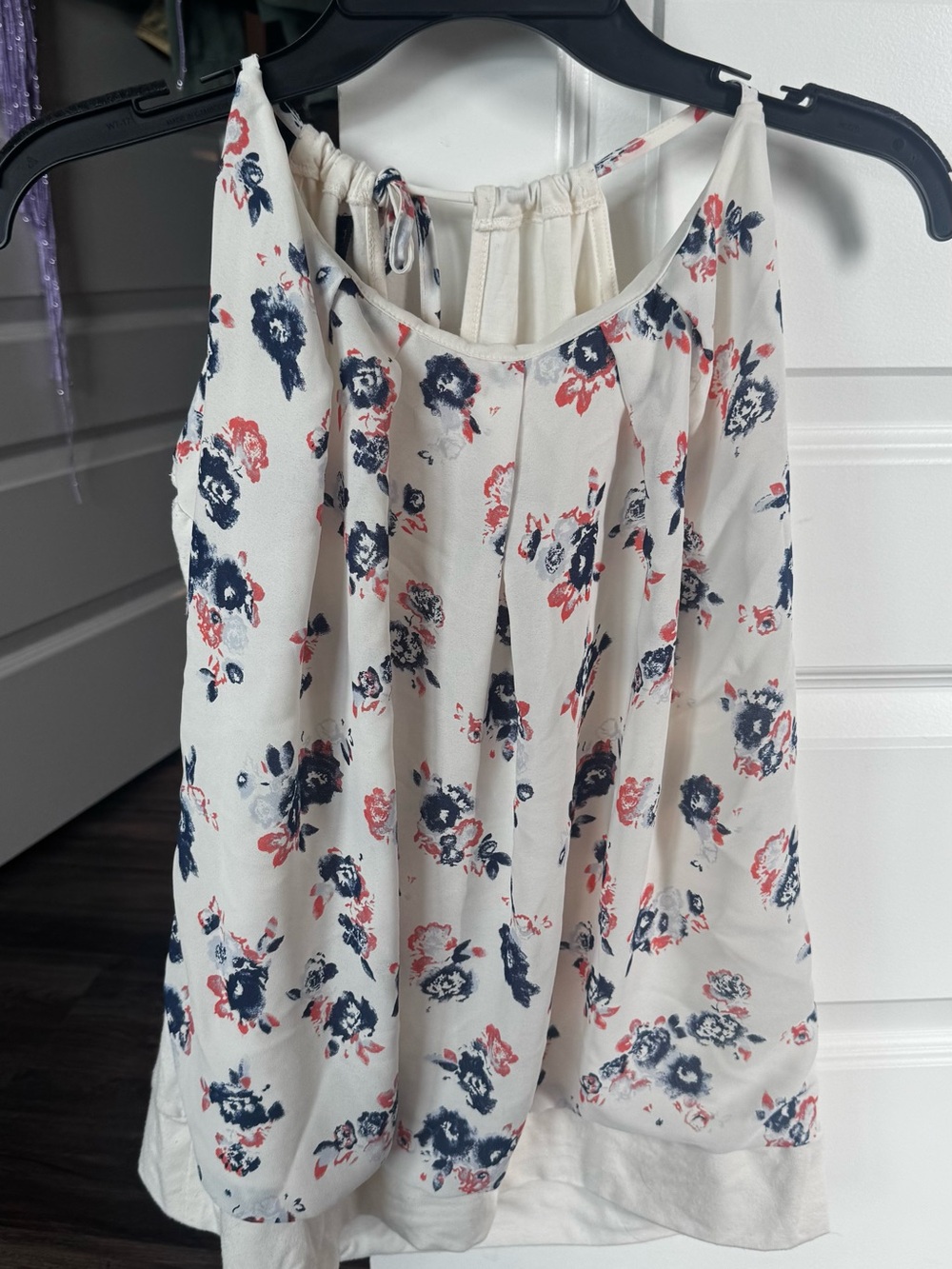 Maurices Cream Floral Camisole with Navy & Coral Print